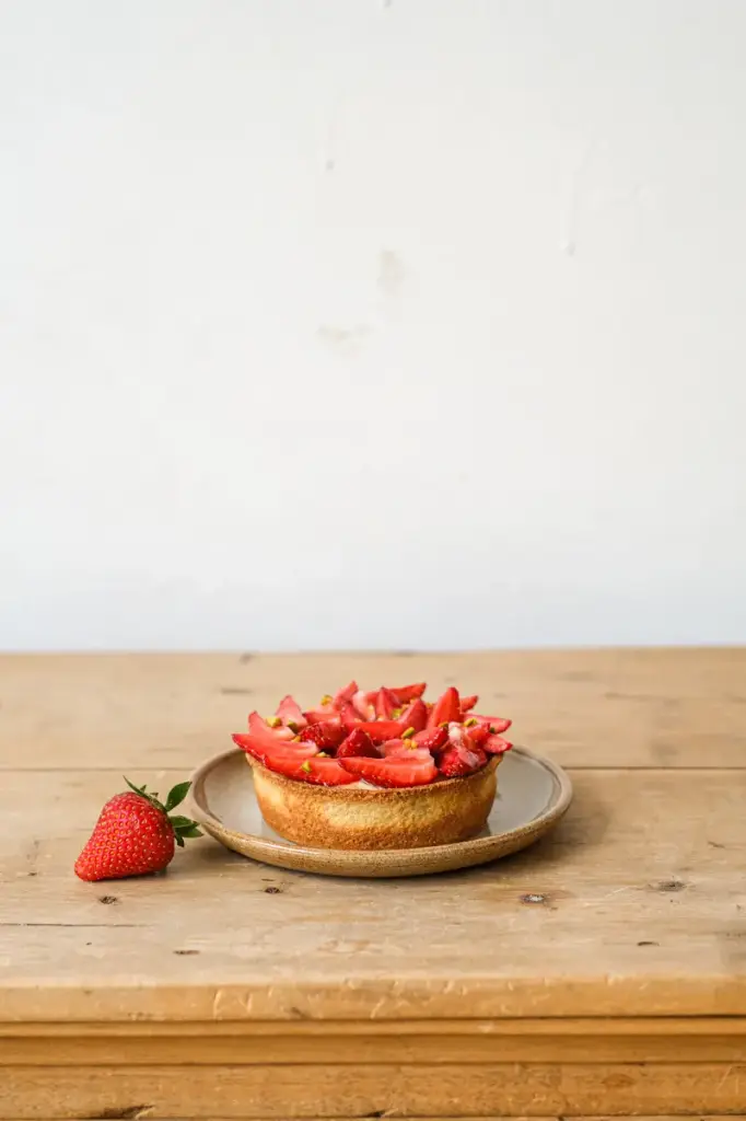 Tarte aux fraises & crème vanille (1-2p)🔥